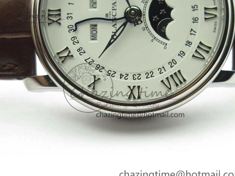 0302 Villeret 6654 SS Complicated Function OMF 1:1 Best Edition White Dial on Brown Leather Strap A6654 V Popular 7904